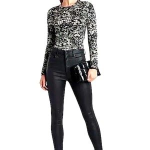 Lace Jacquard Fitted Neck Sweater